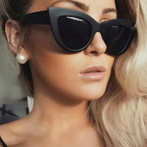 HP 🎉 Black Round Cat Eye Sunglasses UV 400 - Picture 4 of 5